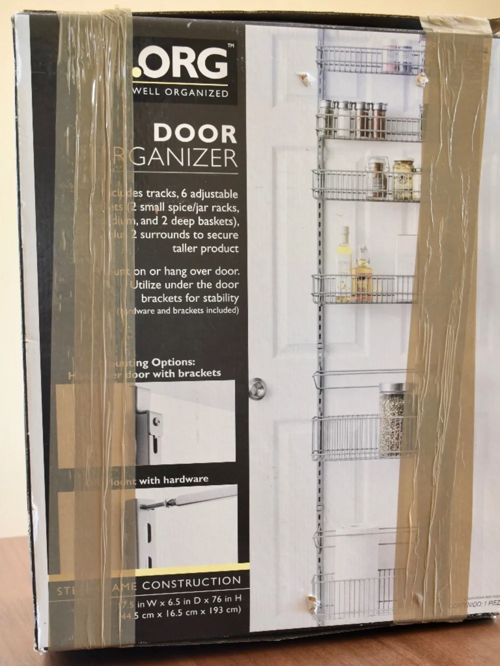 .ORG Premium Steel 6 Shelves Pantry Organizer - Over The Door/Wall Mounted